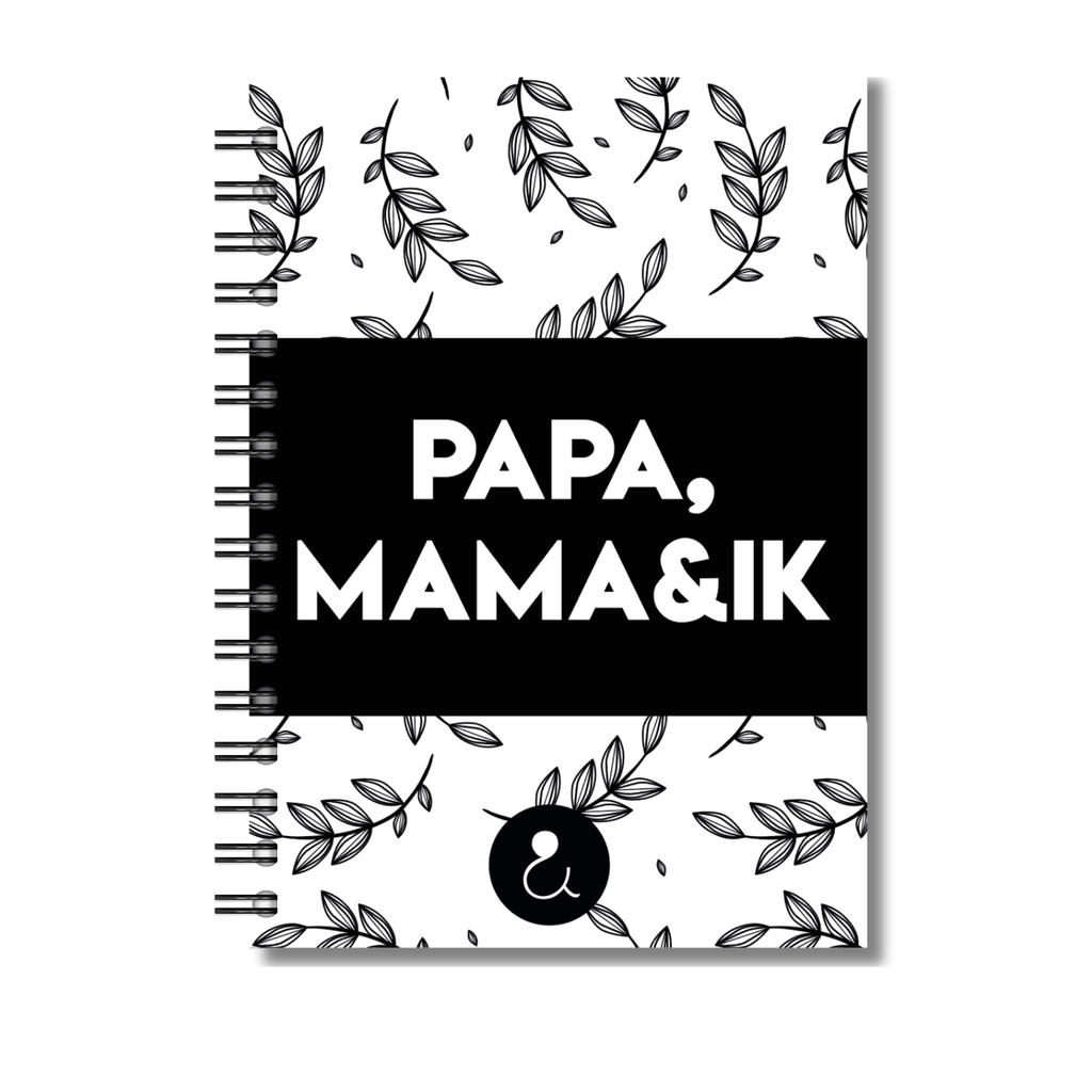 Invulboek Papa, Mama & Ik | Herinneringenboek Vader, Moeder & Kind | Botanical Zwart