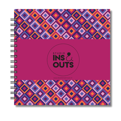 Jaarboek 2026 | Invulboek 2026 | Fotoboek Jaarboek | Ruitjes Roze Paars Oranje